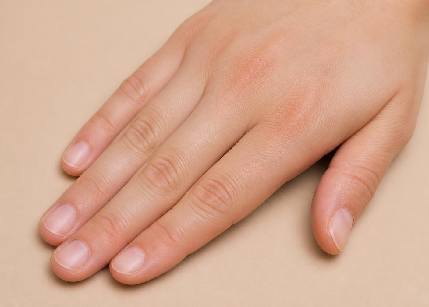 Mains avant la prestation : ongles naturels non vernis